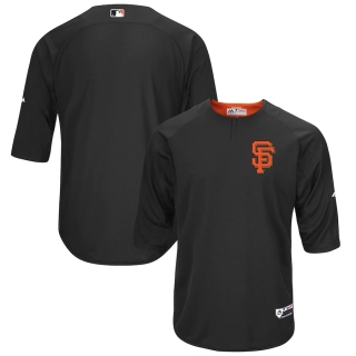 Men's San Francisco Giants Majestic Black Authentic Collection On-Field 3-4-Sleeve Batting Practice Jersey