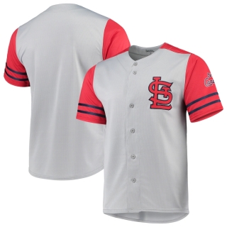 St Louis Cardinals Stitches Button-Up Jersey - Gray Red