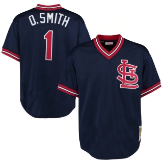Men's St Louis Cardinals Ozzie Smith Mitchell & Ness Navy 1994 Authentic Cooperstown Collection Mesh Batting Practice Jersey