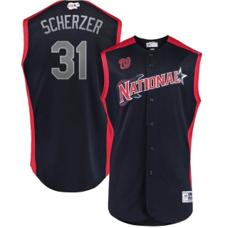 Men's Max Scherzer Majestic Navy National League 2019 MLB All-Star Game Workout Player Jersey