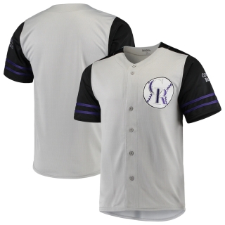 Colorado Rockies Stitches Button-Up Jersey - Gray Black
