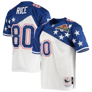 Men's NFC Jerry Rice Mitchell & Ness White Blue 1994 Pro Bowl Authentic Jersey