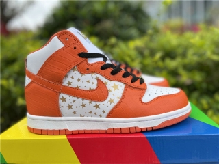 Authentic Supreme x Nike SB Dunk High”Stars Orange” women Shoes