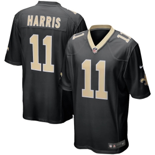 Men's New Orleans Saints Deonte Harris Nike Black Game Player Jersey