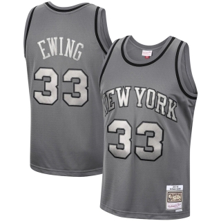 Men's New York Knicks Patrick Ewing Mitchell & Ness Charcoal Hardwood Classics Retired Player 1991-92 Metal Works Swingman Jersey