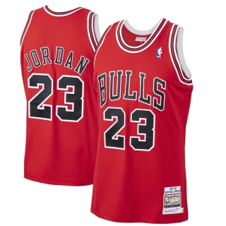 Men's Chicago Bulls Michael Jordan Mitchell & Ness Red 1997-98 Hardwood Classics Authentic Player Jersey