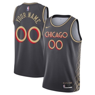 Men's Chicago Bulls Nike Gray 2020-21 Swingman Custom Jersey - City Edition
