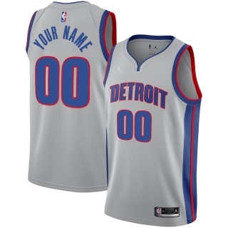 Men's Detroit Pistons Jordan Brand Gray Swingman Custom Jersey - Statement Edition