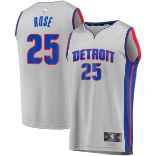 Men's Detroit Pistons Derrick Rose Fanatics Branded Gray Fast Break Replica Player Team Jersey - Statement Edition