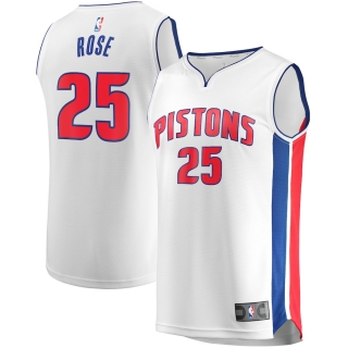 Men's Detroit Pistons Derrick Rose Fanatics Branded White Fast Break Replica Player Team Jersey - Association Edition