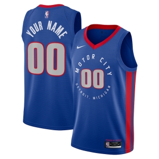 Men's Detroit Pistons Nike Blue 2020-21 Swingman Custom Jersey - City Edition