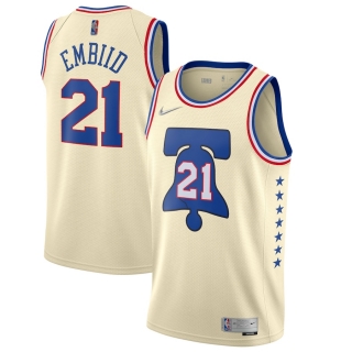 Men's Philadelphia 76ers Joel Embiid Nike Cream 2020-21 Swingman Player Jersey – Earned Edition