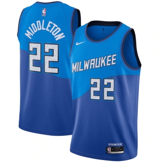 Men's Milwaukee Bucks Khris Middleton Nike Blue 2020-21 Swingman Player Jersey – City Edition