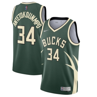 Men's Milwaukee Bucks Giannis Antetokounmpo Nike Hunter Green 2020-21 Swingman Player Jersey – Earned Edition