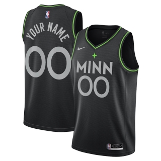Men's Minnesota Timberwolves Nike Black 2020-21 Swingman Custom Jersey - City Edition