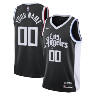 Men's LA Clippers Nike Black 2020-21 Swingman Custom Jersey - City Edition