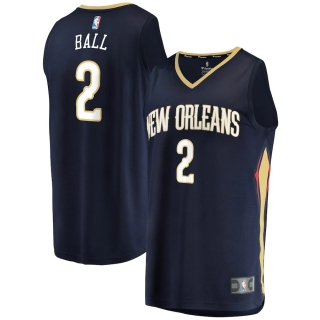 Men's New Orleans Pelicans Lonzo Ball Fanatics Branded Navy 2020-21 Fast Break Player Jersey - Icon Edition