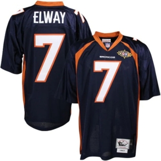 Mens Denver Broncos John Elway Mitchell & Ness Navy Blue Authentic Throwback Jersey
