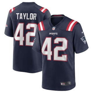 Men's New England Patriots JJ Taylor Nike Navy Team Game Jersey