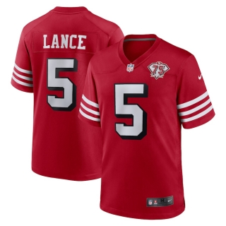 Men's San Francisco 49ers Trey Lance Nike Scarlet 75th Anniversary Alternate Player Game Jersey