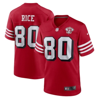 Men's San Francisco 49ers Jerry Rice Nike Scarlet 75th Anniversary Alternate Retired Player Game Jersey