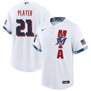 Men's Miami Marlins Nike White 2021 MLB All-Star Game Custom Replica Jersey