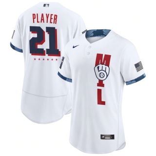 Men's Milwaukee Brewers Nike White 2021 MLB All-Star Game Custom Authentic Jersey