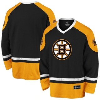 Men's Fanatics Branded Black Gold Boston Bruins Rival Blue Line Long Sleeve Jersey