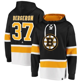 Men's Fanatics Branded Patrice Bergeron Black Boston Bruins Dasher Player Lace-Up Hoodie
