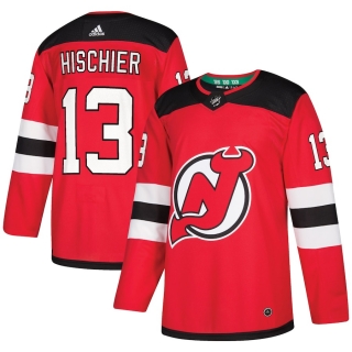 Men's adidas Nico Hischier Red New Jersey Devils Authentic Player Jersey