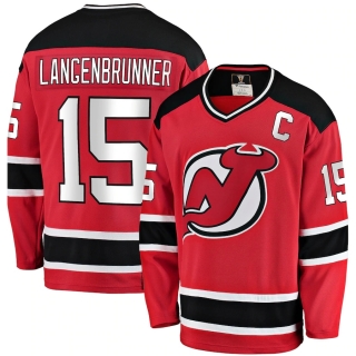 Men's Fanatics Branded Jamie Langenbrunner Red New Jersey Devils Premier Breakaway Retired Player Jersey