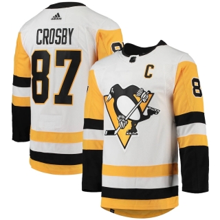 Men's Pittsburgh Penguins Sidney Crosby adidas White Away Captain Patch Primegreen Authentic Pro Player Jersey