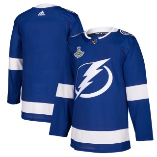Men's Tampa Bay Lightning adidas Blue 2021 Stanley Cup Champions Patch Authentic Jersey