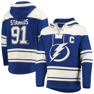 Men's Tampa Bay Lightning Steven Stamkos '47 Blue Player Name & Number Lacer Pullover Hoodie