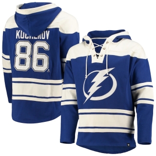Men's Tampa Bay Lightning Nikita Kucherov '47 Blue Player Name & Number Lacer Pullover Hoodie