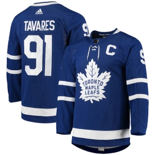 Men's Toronto Maple Leafs John Tavares adidas Blue Home Captain Patch Primegreen Authentic Pro Player Jersey