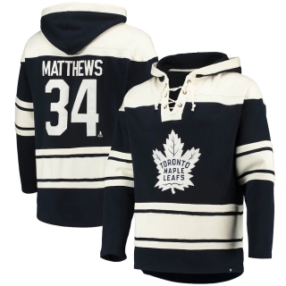 Men's Toronto Maple Leafs Auston Matthews '47 Blue Player Name & Number Lacer Pullover Hoodie
