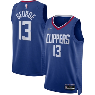 Men's LA Clippers Paul George Nike Royal 2021-22 Diamond Swingman Jersey - Icon Edition