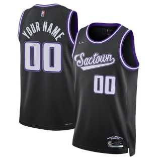 Men's Sacramento Kings Nike Black 2021-22 Swingman Custom Jersey - City Edition