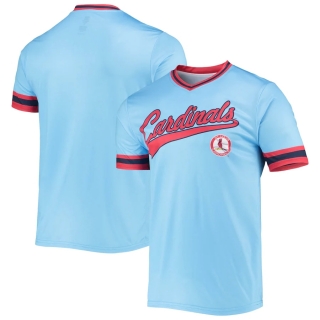 Men's St Louis Cardinals Stitches Light Blue Red Cooperstown Collection V-Neck Team Color Jersey