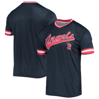 Men's Los Angeles Angels Stitches Navy Red Cooperstown Collection V-Neck Team Color Jersey