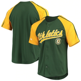 Men's Oakland Athletics Stitches Green Button-Down Raglan Replica Jersey