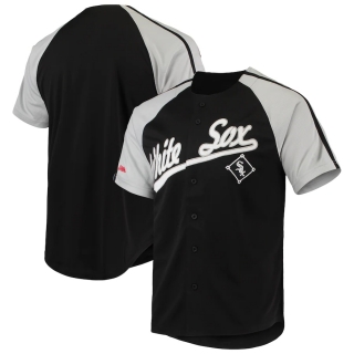 Men's Chicago White Sox Stitches Black Button-Down Raglan Replica Jersey