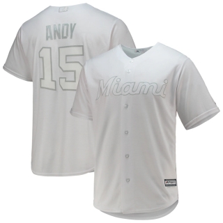 Men's Miami Marlins Brian Andy Anderson Majestic White Player's Weekend Cool Base Jersey
