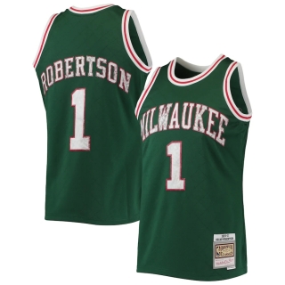 Men's Milwaukee Bucks Oscar Robertson Mitchell & Ness Green 1996-97 Hardwood Classics NBA 75th Anniversary Diamond Swingman Jersey