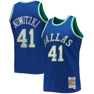Men's Dallas Mavericks Dirk Nowitzki Mitchell & Ness Blue 1996-97 Hardwood Classics NBA 75th Anniversary Diamond Swingman Jersey