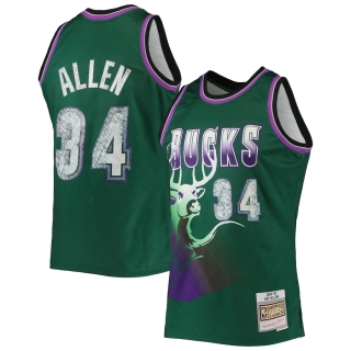 Men's Milwaukee Bucks Ray Allen Mitchell & Ness Green 1996-97 Hardwood Classics NBA 75th Anniversary Diamond Swingman Jersey