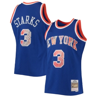 Men's New York Knicks John Starks Mitchell & Ness Blue 1996-97 Hardwood Classics NBA 75th Anniversary Diamond Swingman Jersey