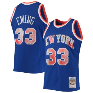 Men's New York Knicks Patrick Ewing Mitchell & Ness Blue 1996-97 Hardwood Classics NBA 75th Anniversary Diamond Swingman Jersey