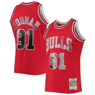 Men's Chicago Bulls Dennis Rodman Mitchell & Ness Red 1996-97 Hardwood Classics NBA 75th Anniversary Diamond Swingman Jersey